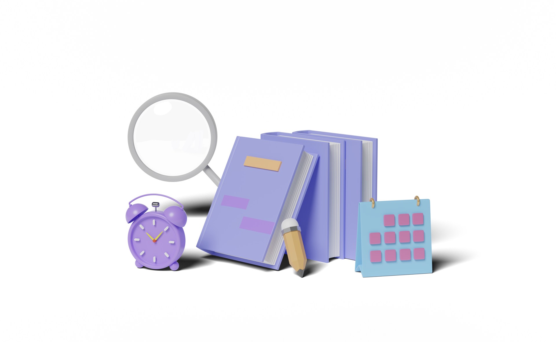 3d Textbook Book With Magnifying Glass Calendar Clock 11104375 PNG 3d-textbook-book-with-magnifying-glass-calendar-clock-11104375-png