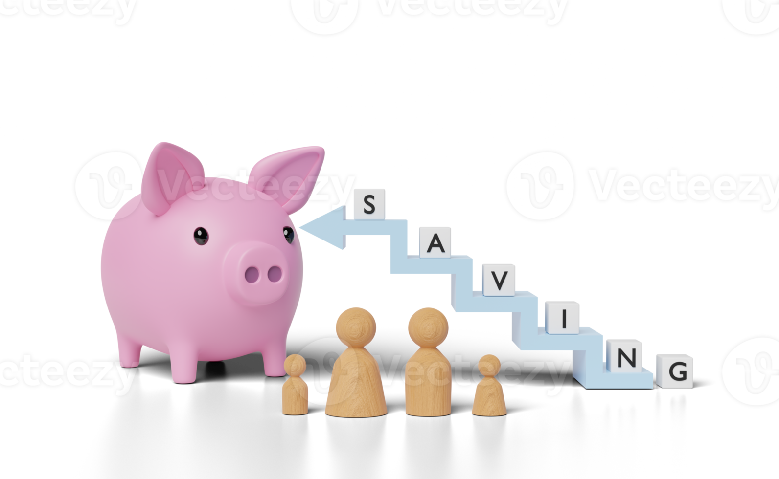 cofrinho 3d com figuras de madeira, gráficos, gráfico de passo png