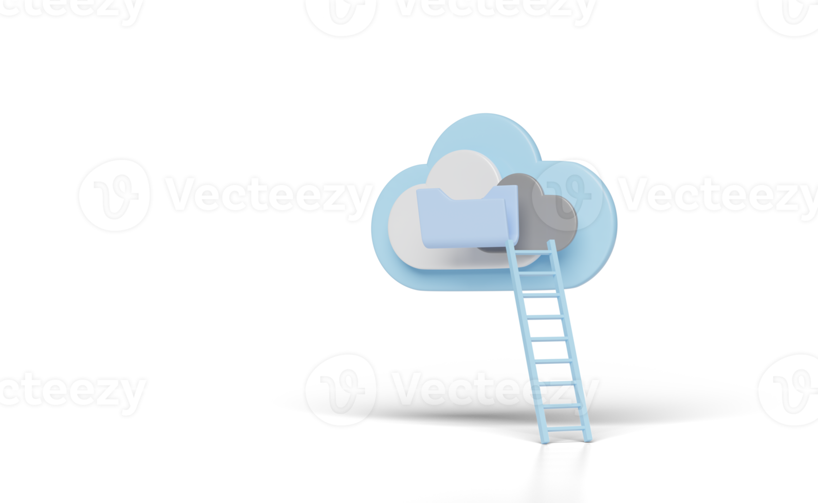 Carpeta de nube 3d con escalera o escaleras aisladas png