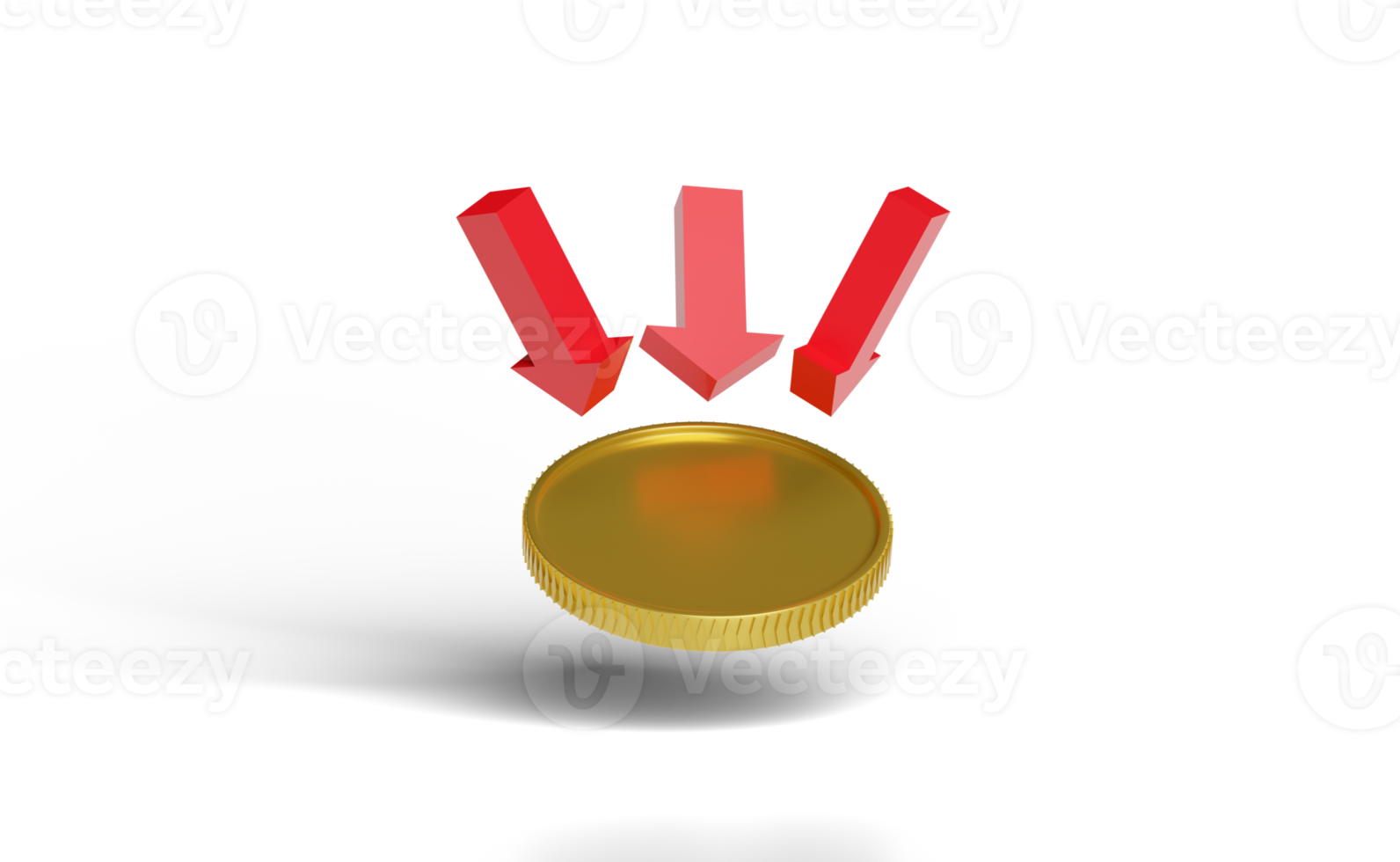 moeda 3D isolada no fundo rosa. setas de transferência png