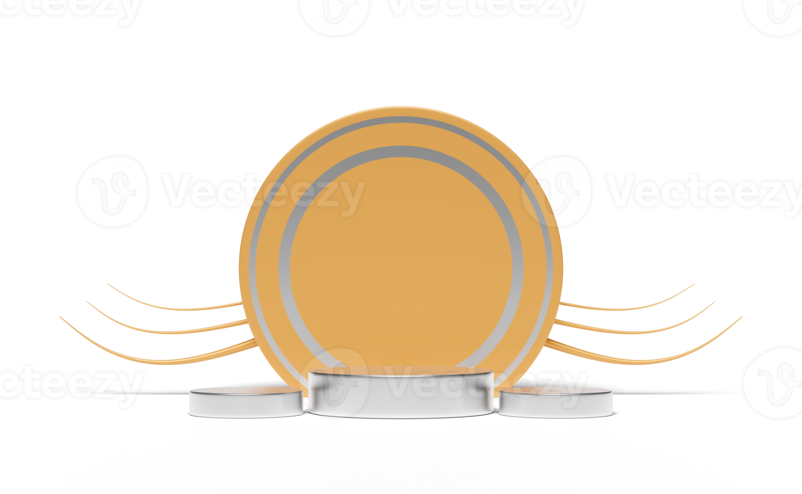 pódio 3d de prata vazio com formas geométricas isoladas png