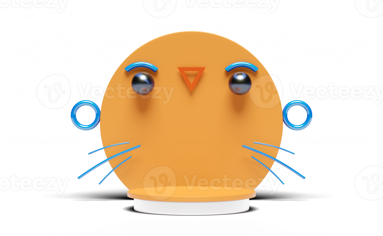 Podium orange 3d vide avec des formes géométriques de visage isolées png