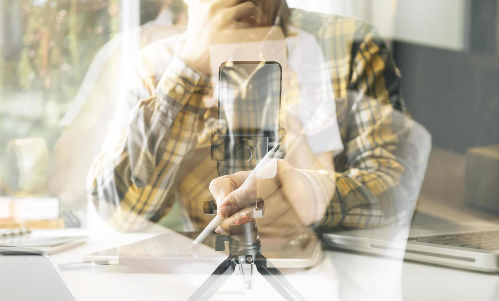 Portrait of Starting small businesses SME owners, two Asian woman check online orders Selling products working with boxs freelance work at home office, sme business online small medium enterprise photo