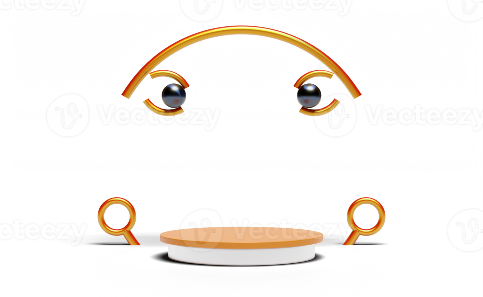 pódio 3d laranja vazio com formas geométricas de rosto isoladas png