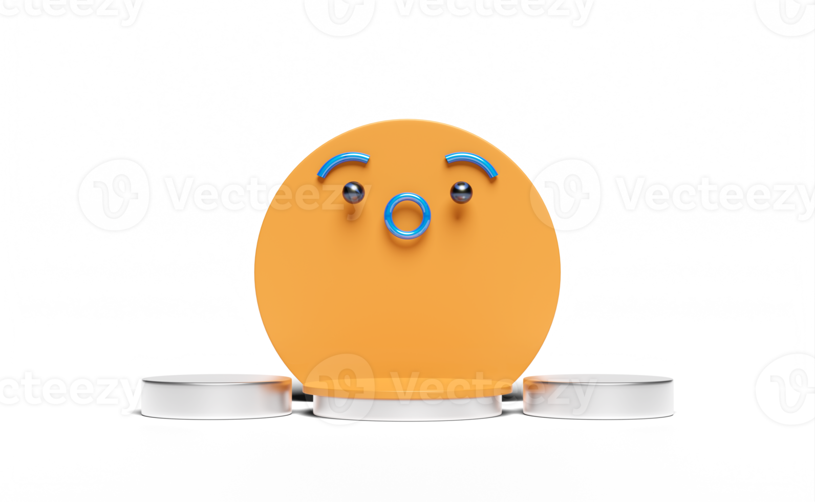 pódio 3d laranja vazio com formas geométricas de rosto isoladas png