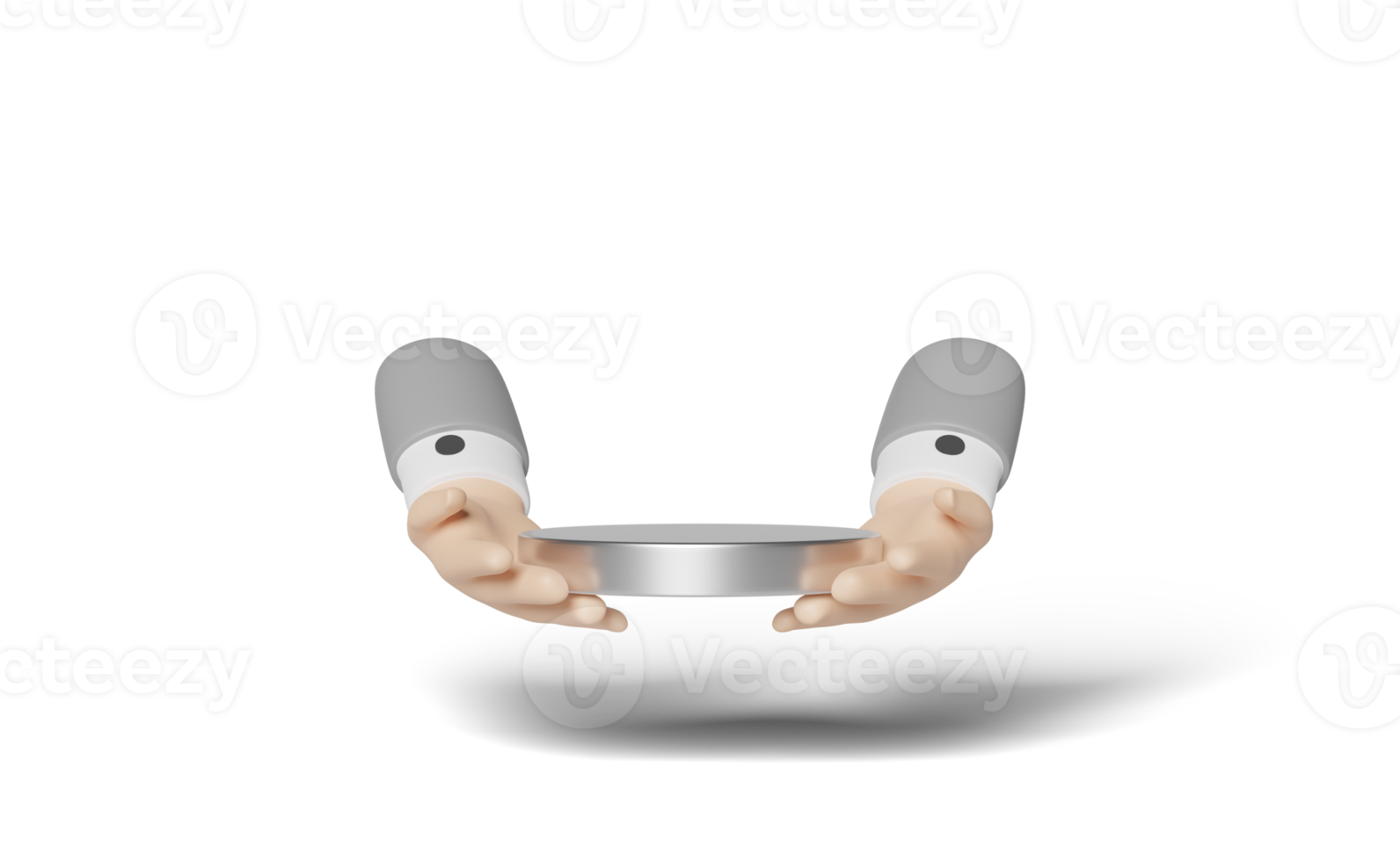 3d affärsman hand håll silver- cylinder skede podium png