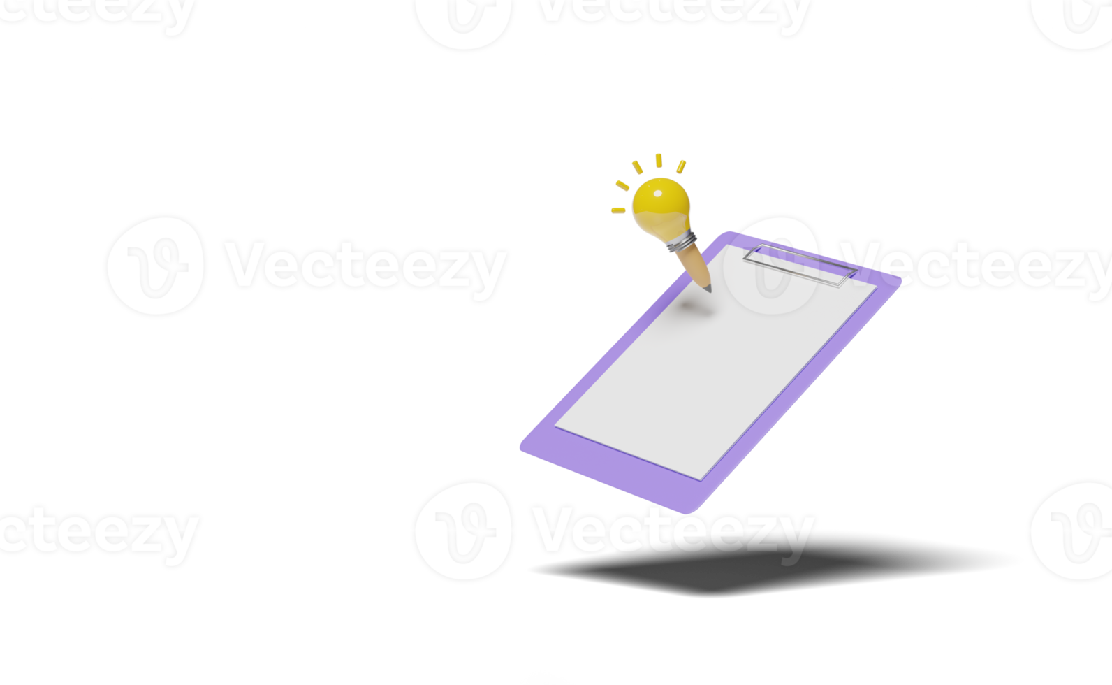3d check list empty, mockup purple clipboard png