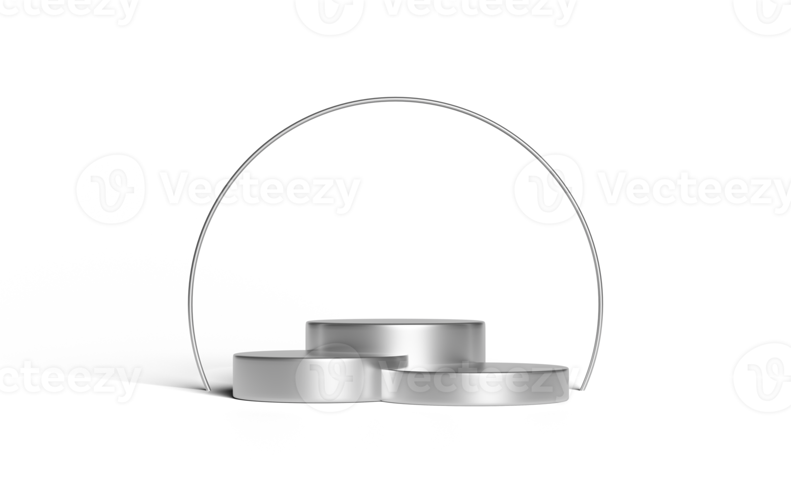 Podium de cylindre d'argent 3d vide avec des formes géométriques png