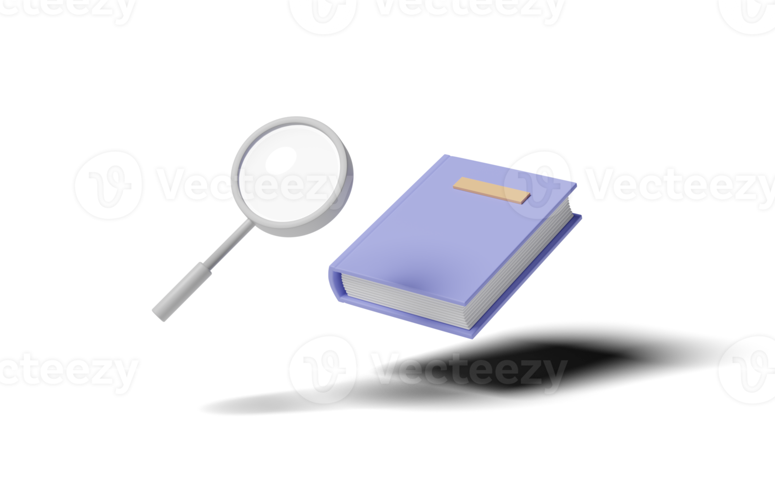 3d Textbook, book with magnifying glass icon isolated png
