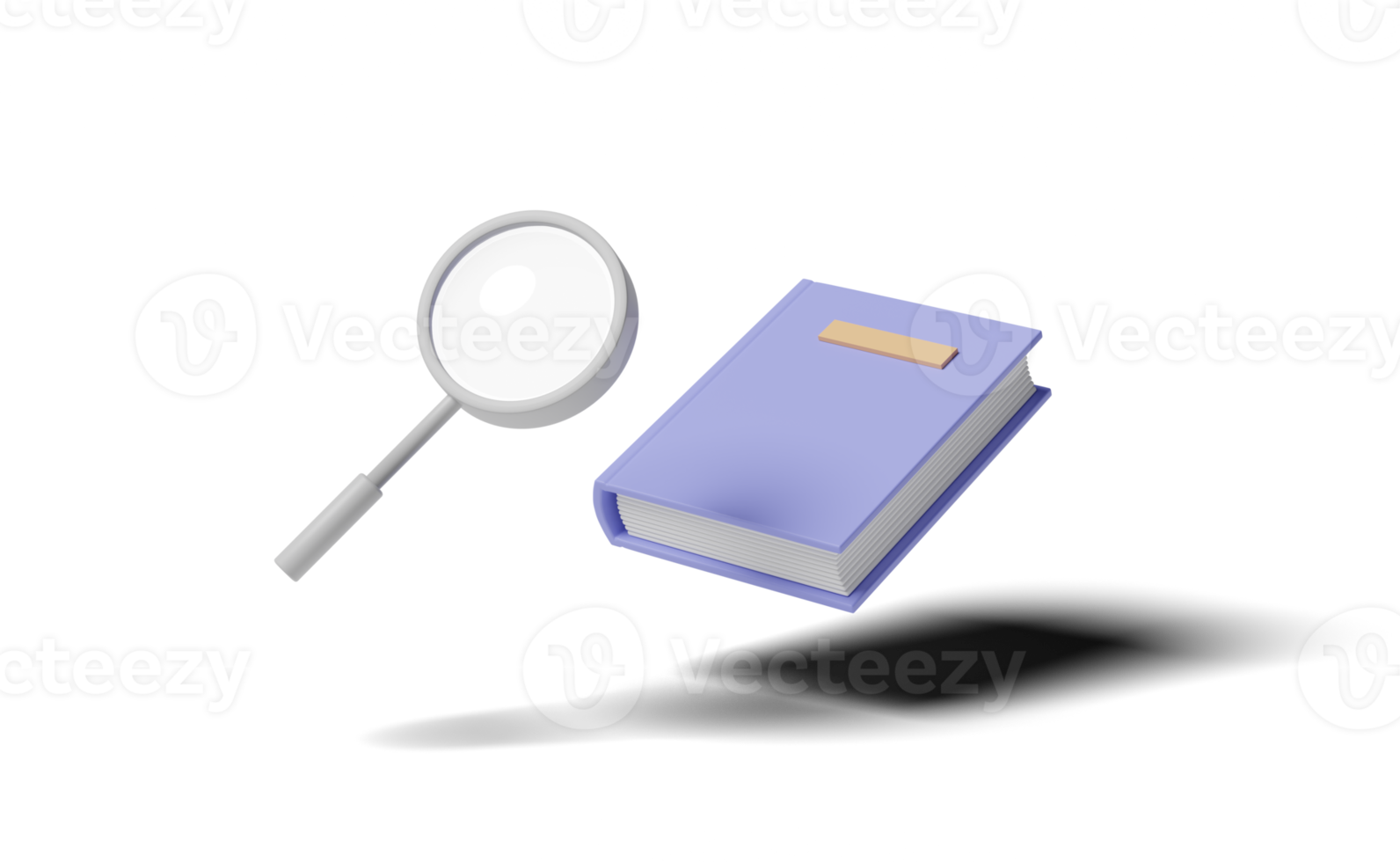 3d lärobok, bok med förstorande glas ikon isolerat png