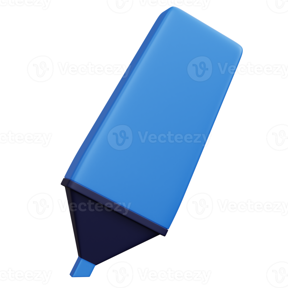 3d rendering blue highlighter isolated png