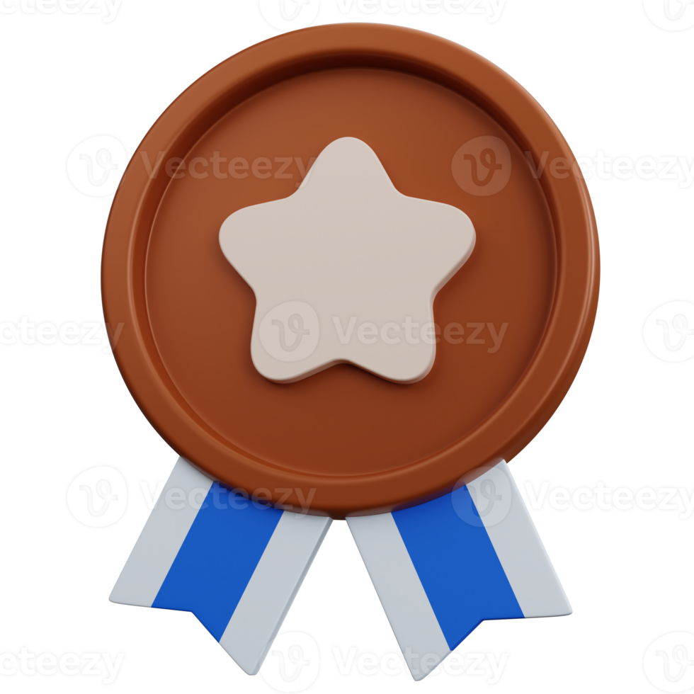 3d rendering bronze star medal isolated png