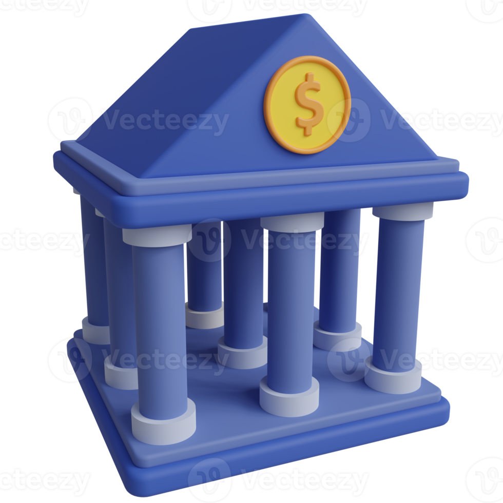 ilustración de icono 3d de banco png