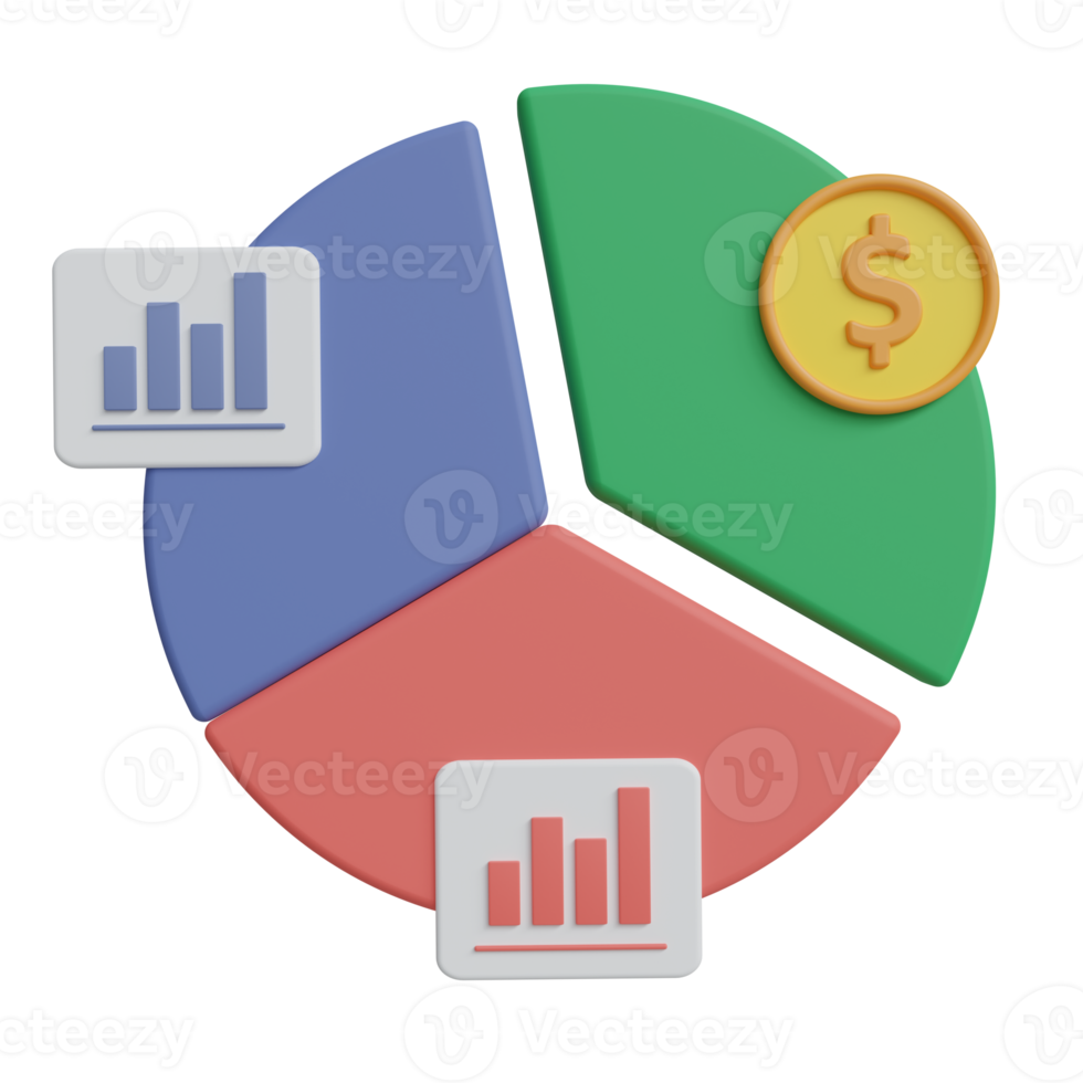 ilustración de icono 3d de gráfico circular png