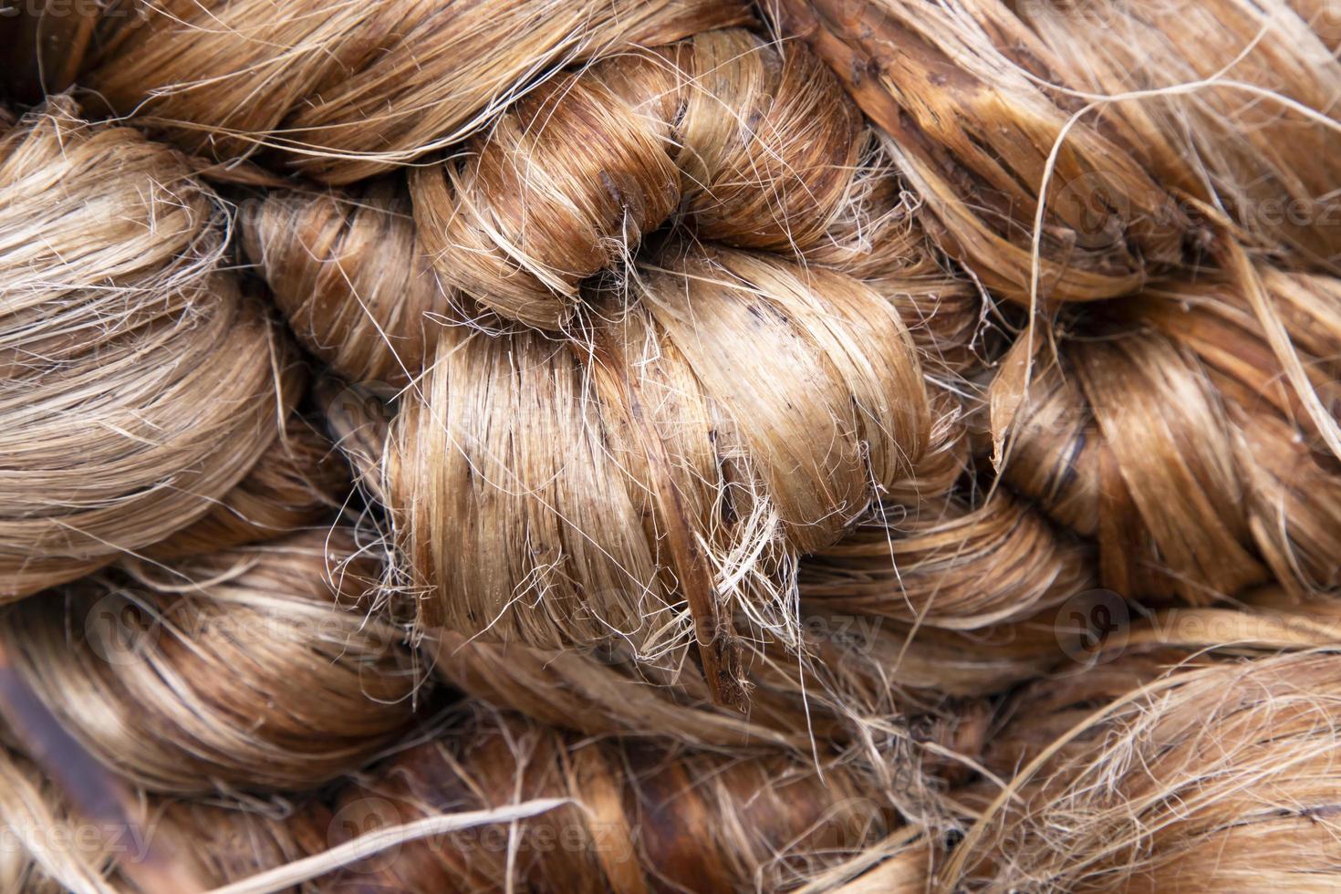 Thick Golden bundle of Wet raw jute fiber Texture Background photo