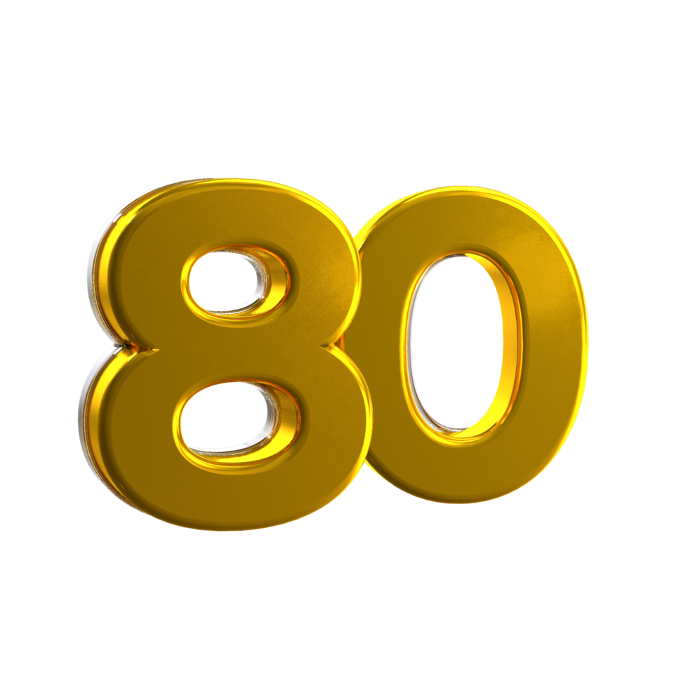 mental amarelo 80 3d número png