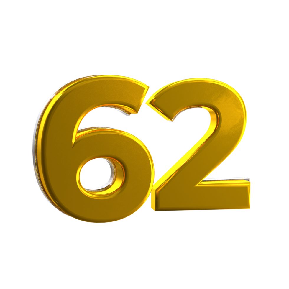 Mental Yellow 62 3D number png