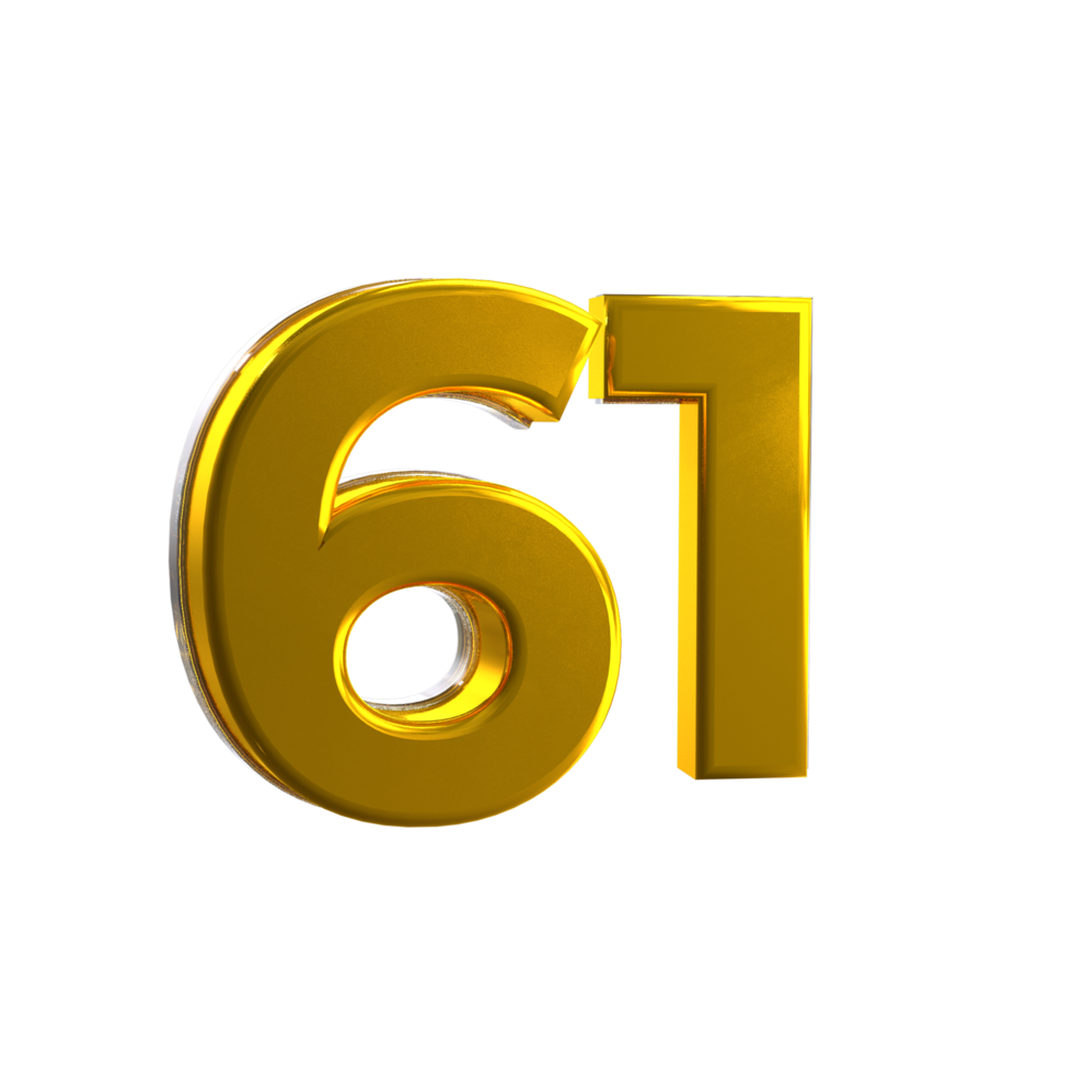 Mental Yellow 61 3D number png