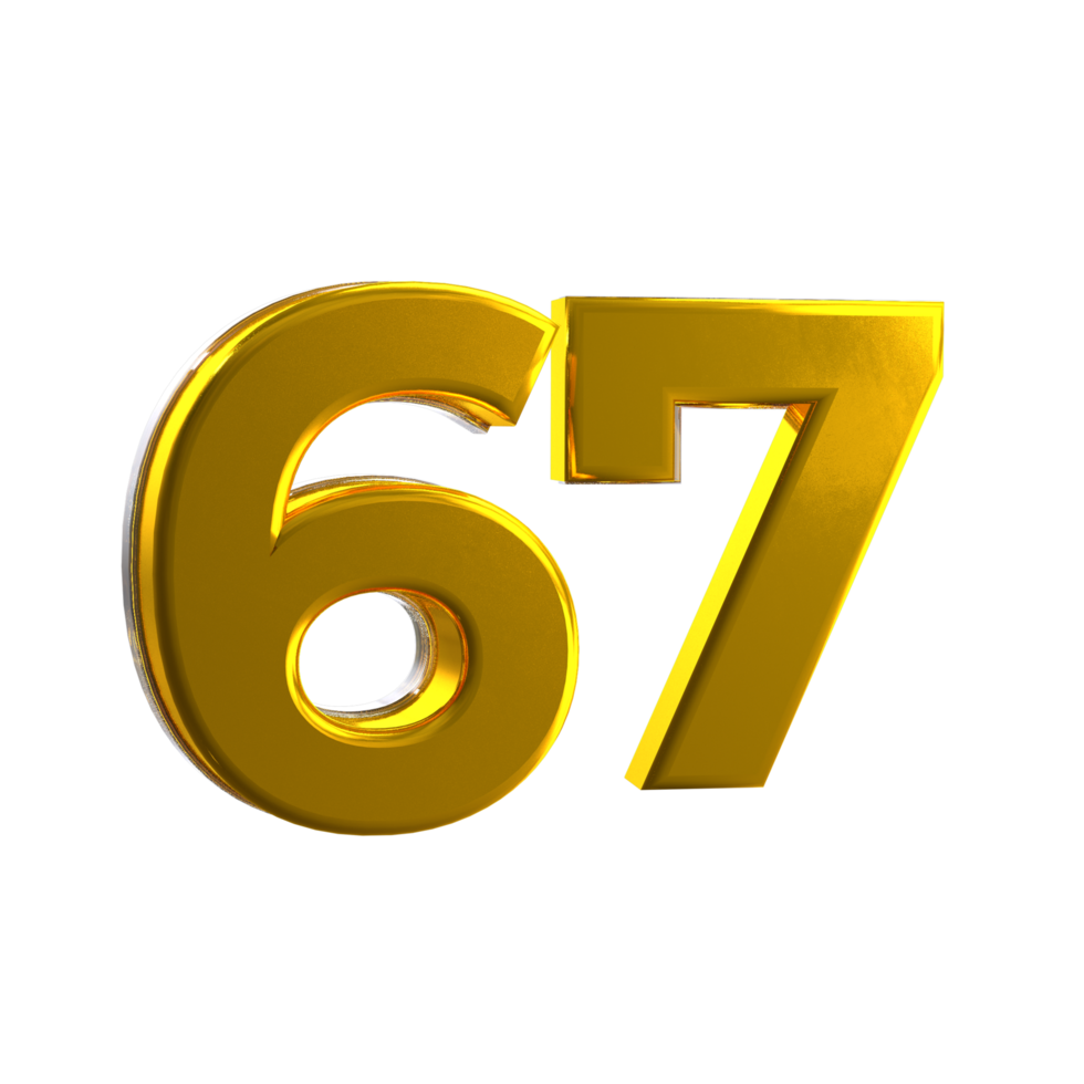 mentale giallo 67 3d numero png