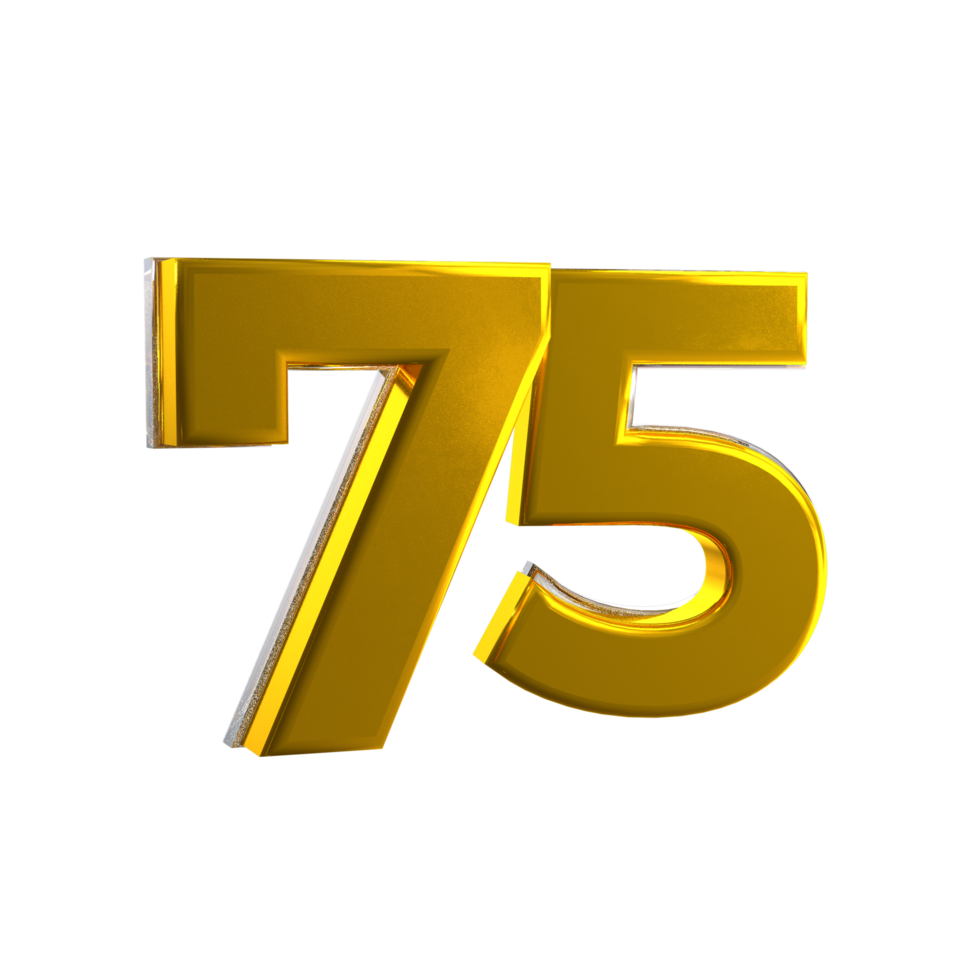 Mental Yellow 75 3D number png