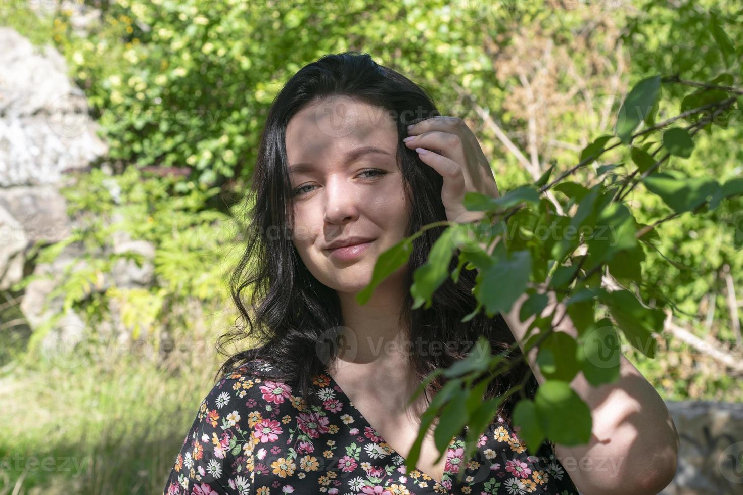 Close up portrait young beautiful woman. photo