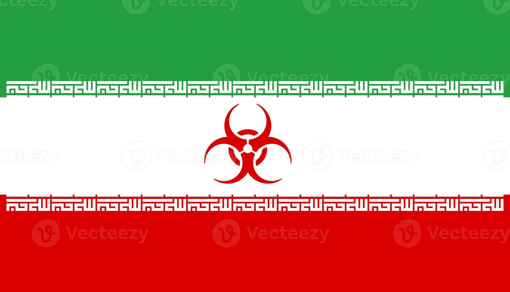 Iranian flag with a bio hazard symbol in the center photo