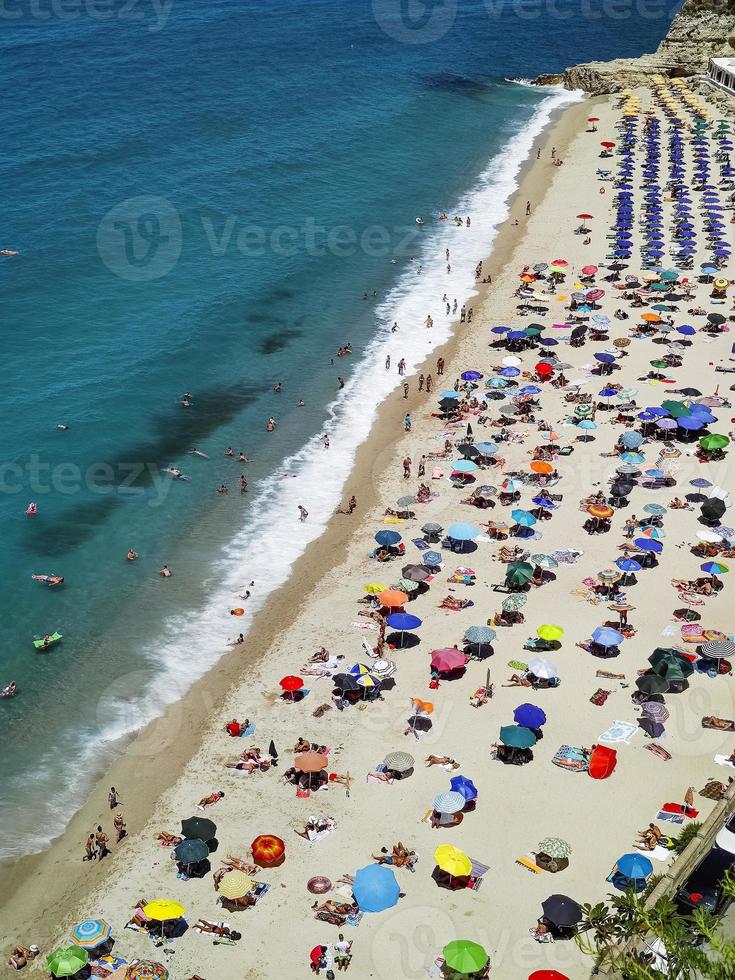 Italian beaches with tourists photo
