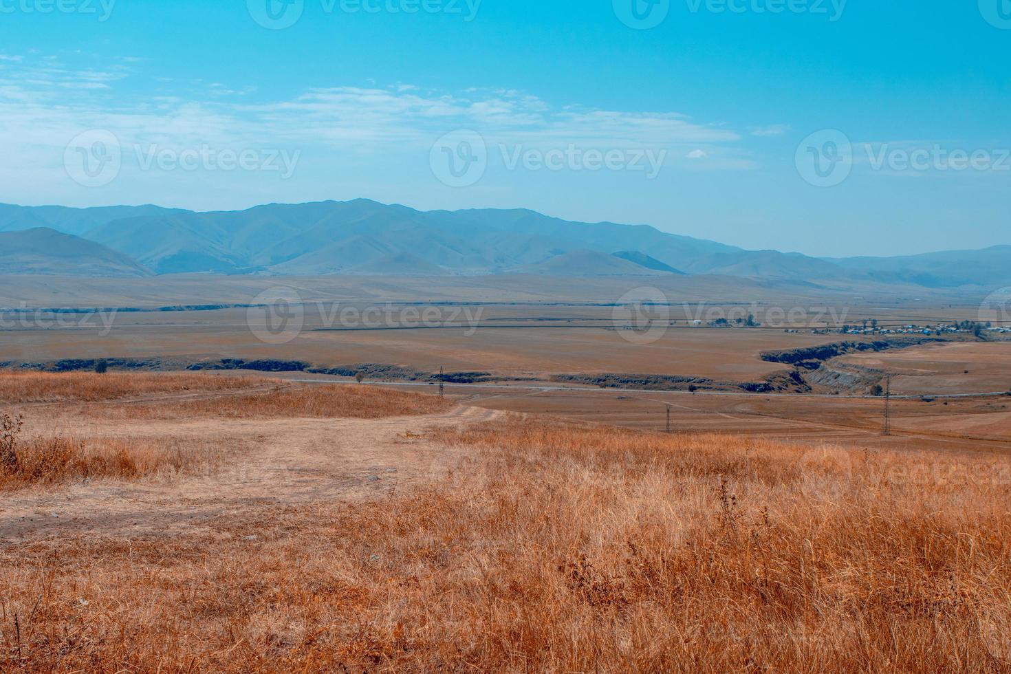 Beautiful nature landscape and mountain. blue sky. Armenia, Lori province photo