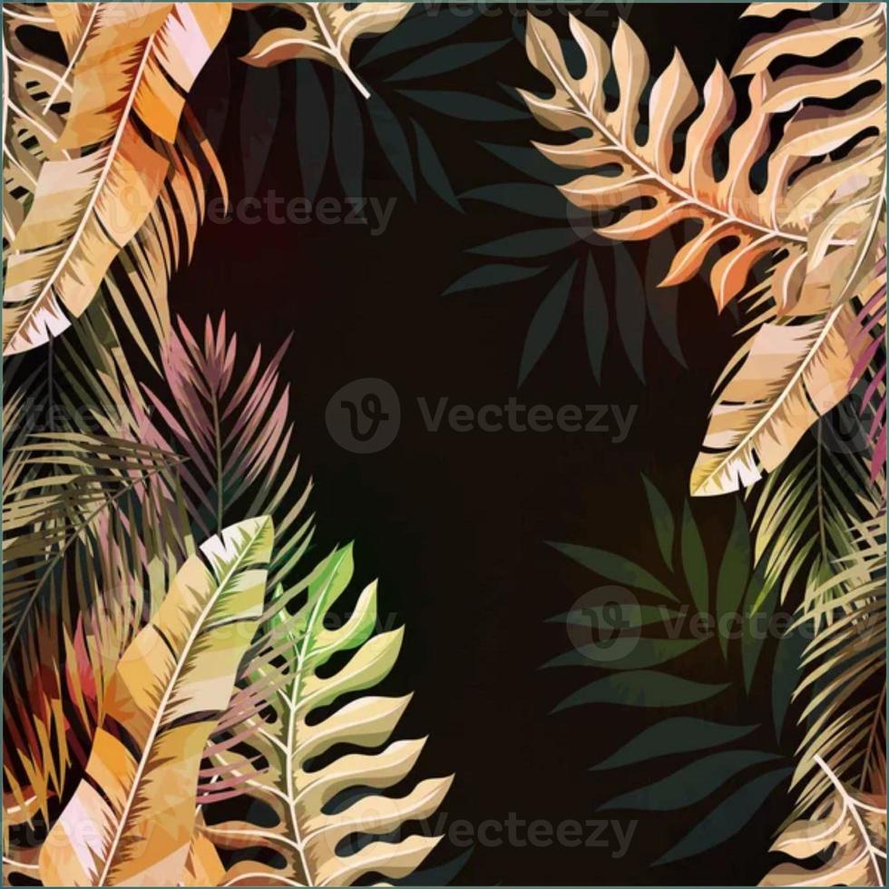 Illustration Abstract tropical plants Seamless Pattern photo