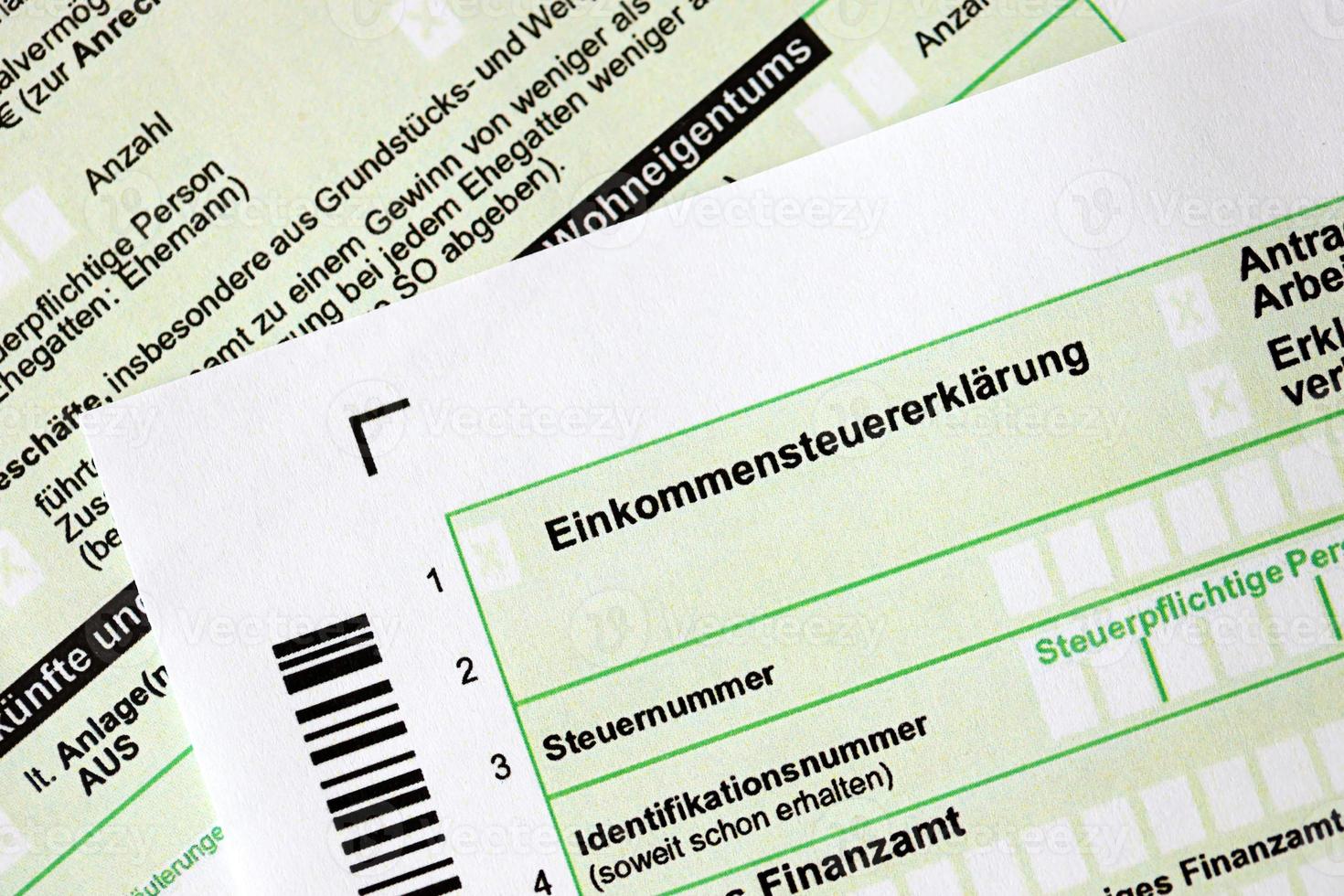 German annual income tax return declaration form for 2022 year close up. The concept of tax reporting in Germany photo