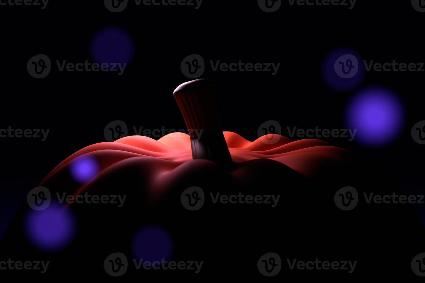 A huge pumpkin in a dark, 3d rendering. Halloween design concept. photo