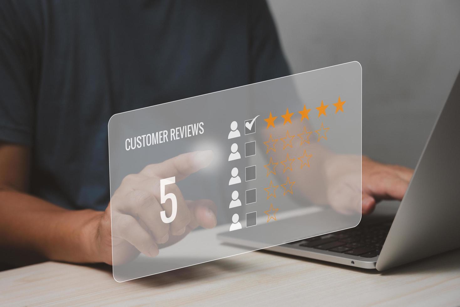 Customer review satisfaction feedback survey concept.Business service consumer support information. photo