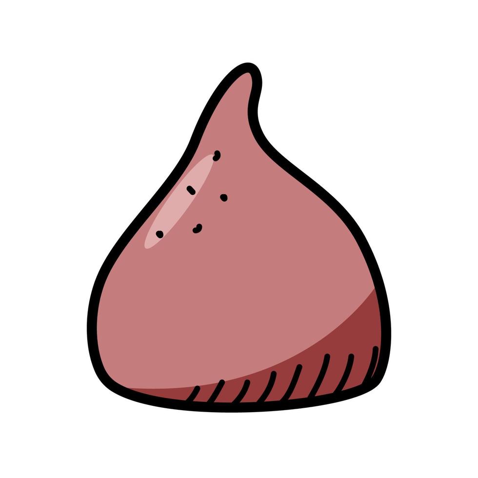 truffle sweet chocolate candy, dessert vector illustration of doodle style.
