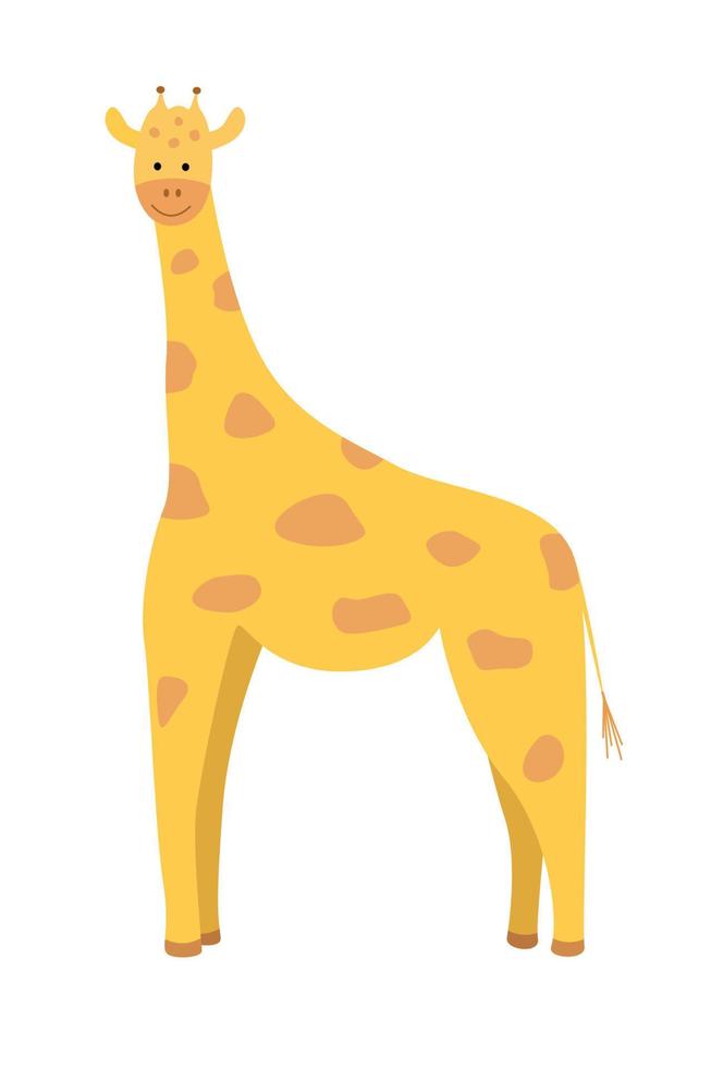 Cute cartoon giraffe. Vector illustration of an African animal isolated on white