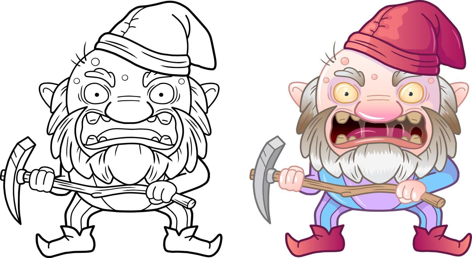 cartoon funny monster gnome vector