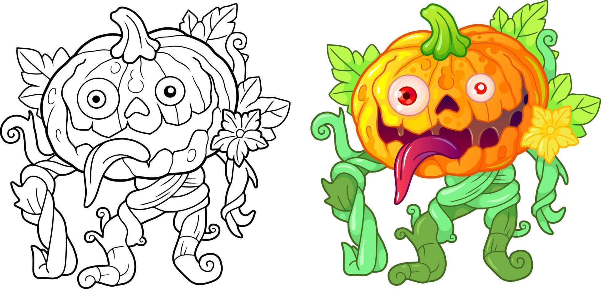 cartoon funny pumpkin monster vector