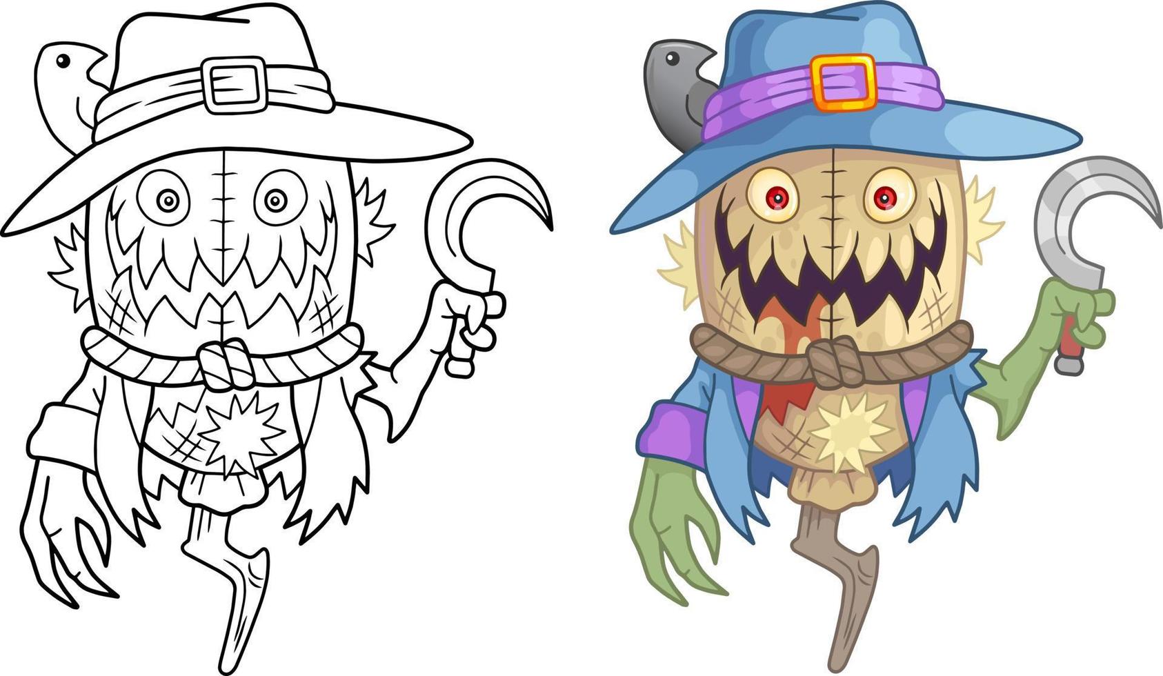 cartoon funny monster scarecrow vector