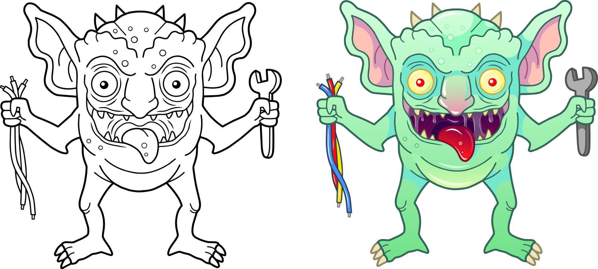 monstruo gremlin divertido de dibujos animados vector