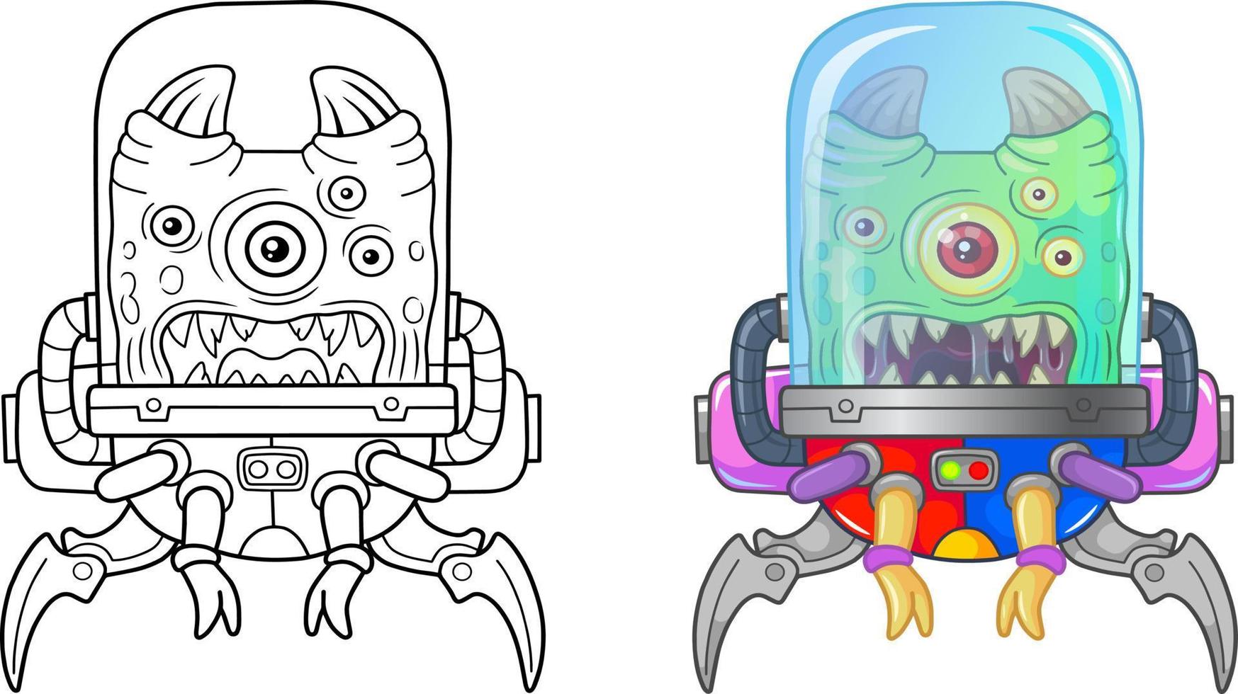 cartoon funny monster alien vector