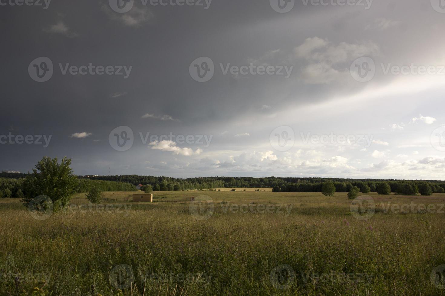 landscape with majestic beautiful dramatic pre-threatening sky. Cloudy sky photo