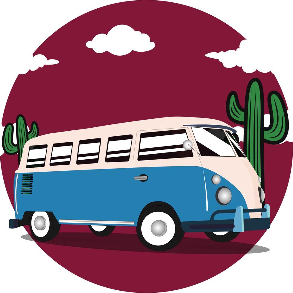 Classic vintage vehicle illustration in cartoon style vector