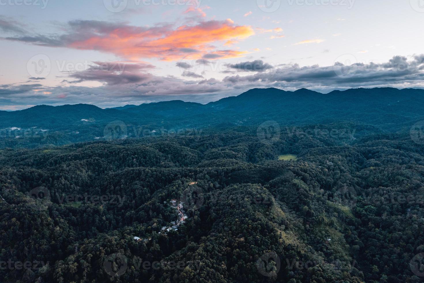 Mountain view and sky at dusk photo
