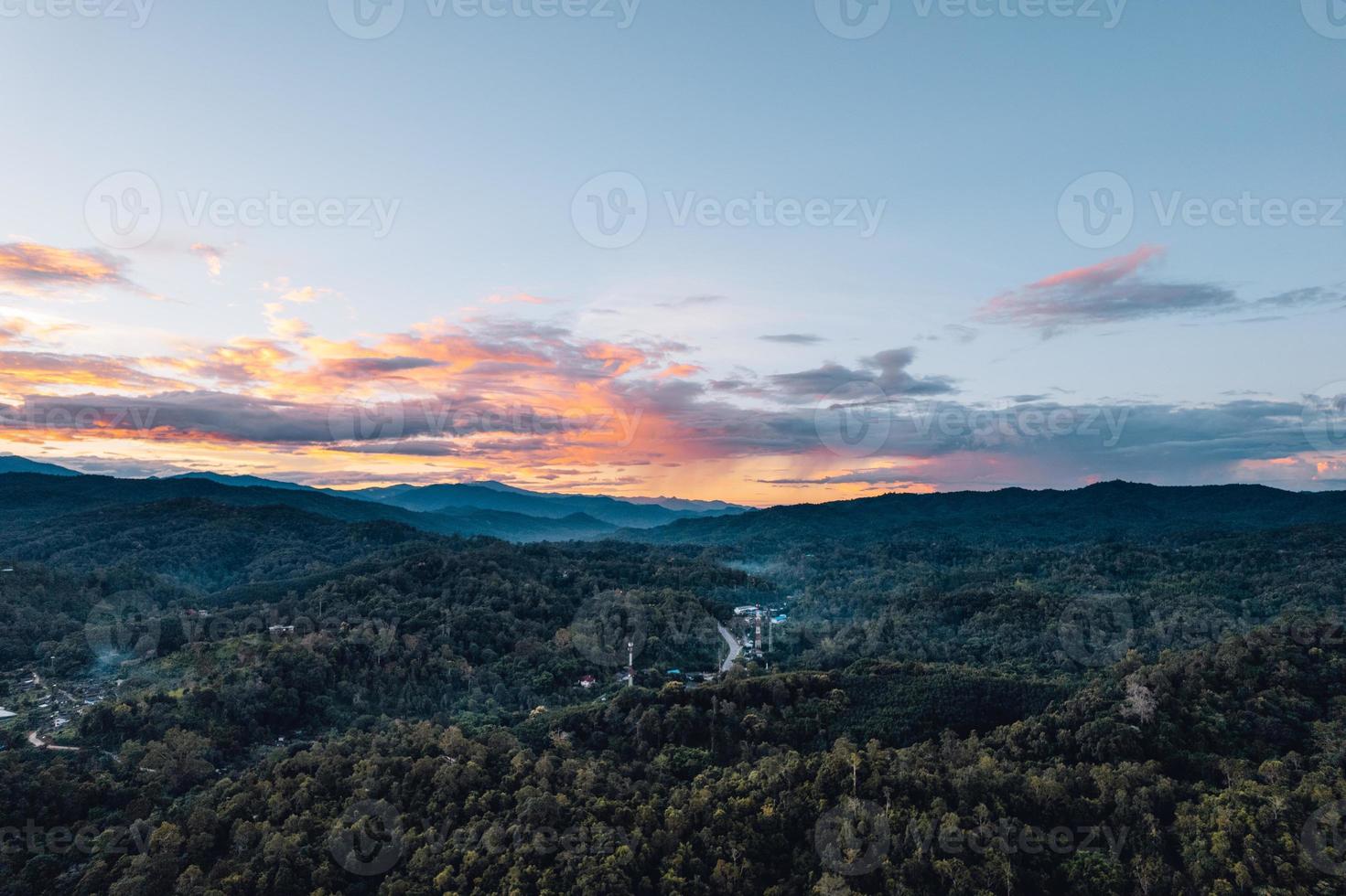 Mountain view and sky at dusk photo