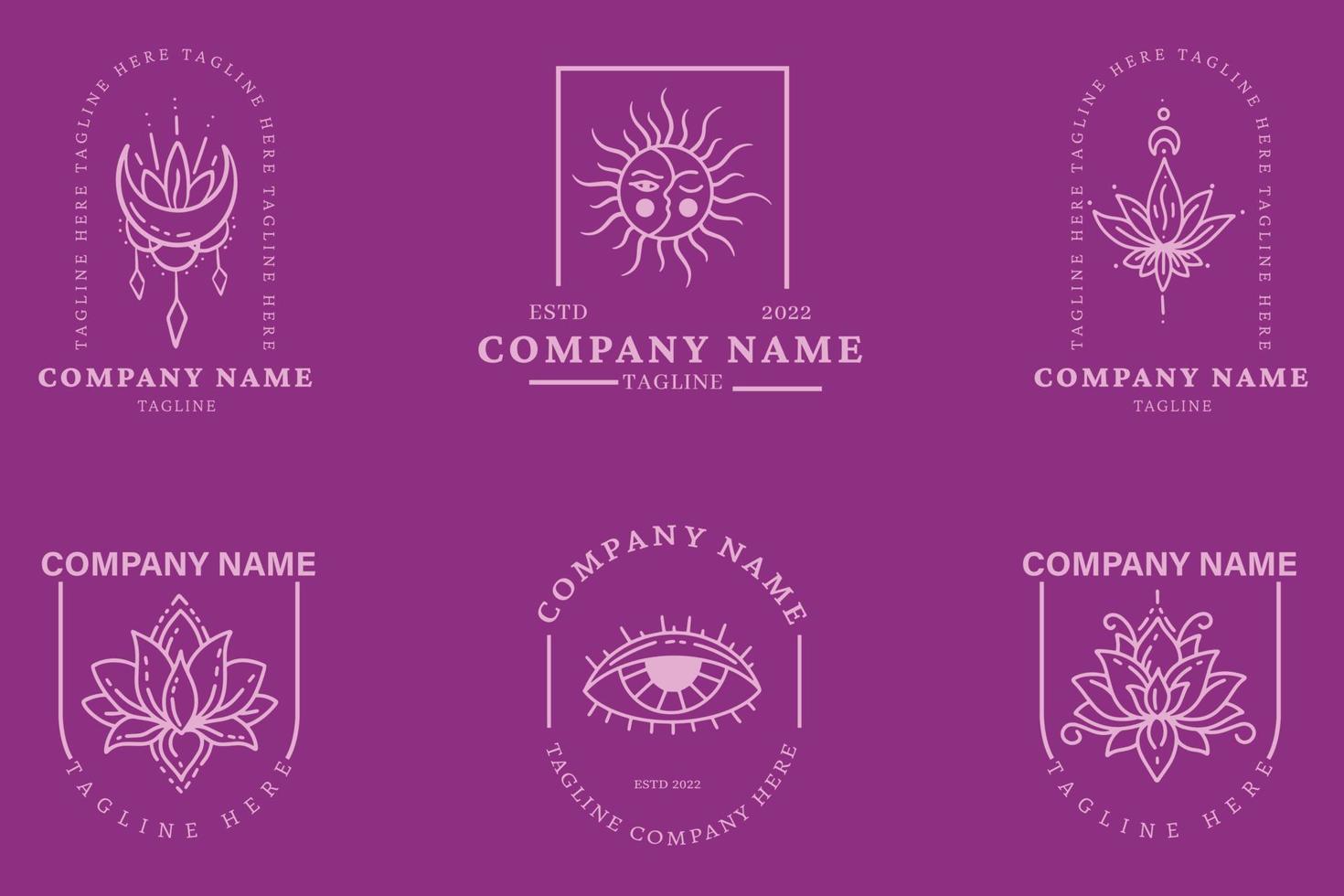 Purple Mystical Logo Symbol Templates Element Purple Pastel. vector