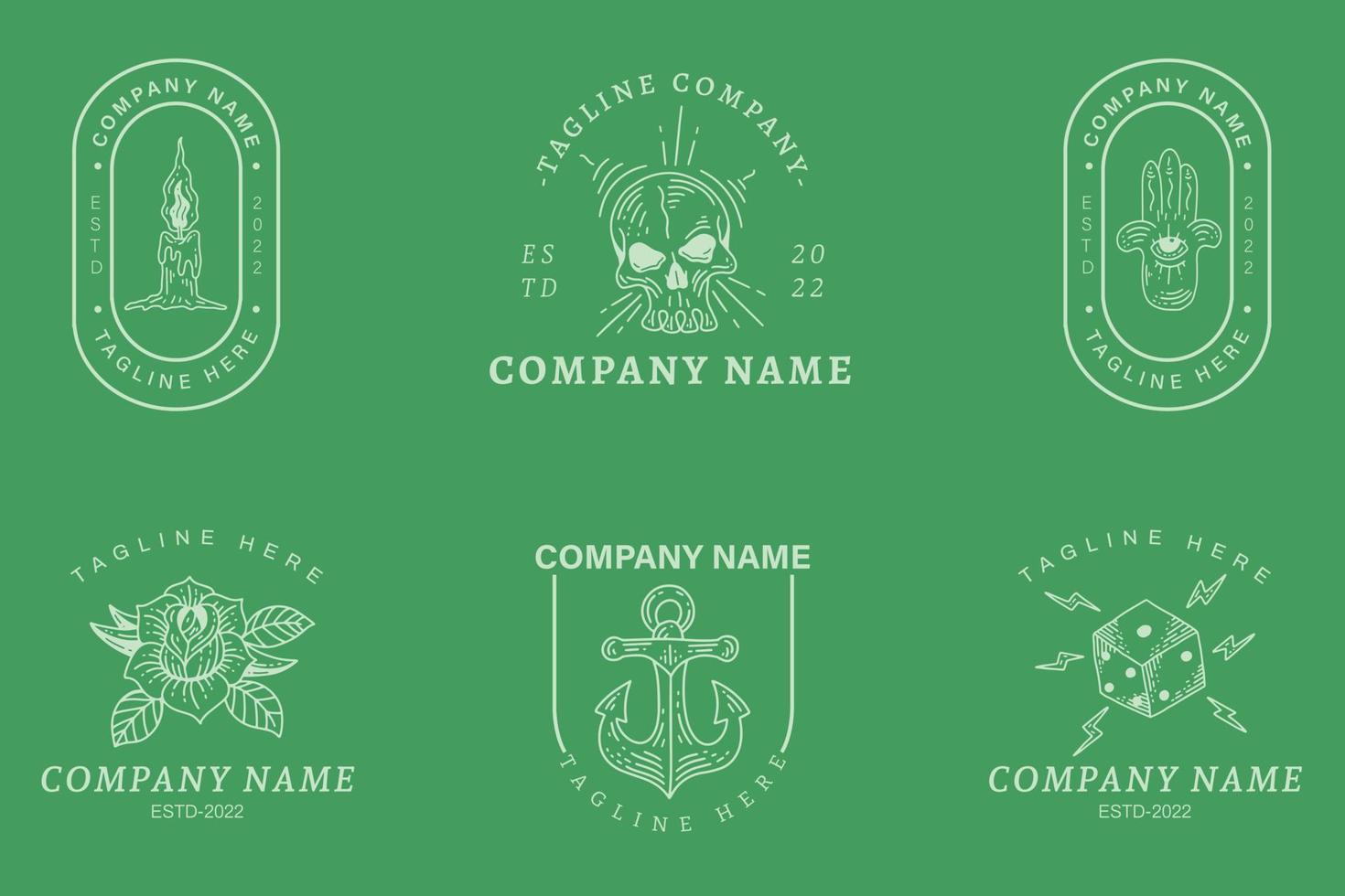 Mystical White Logo Symbol Templates Element Light Green Pastel. vector