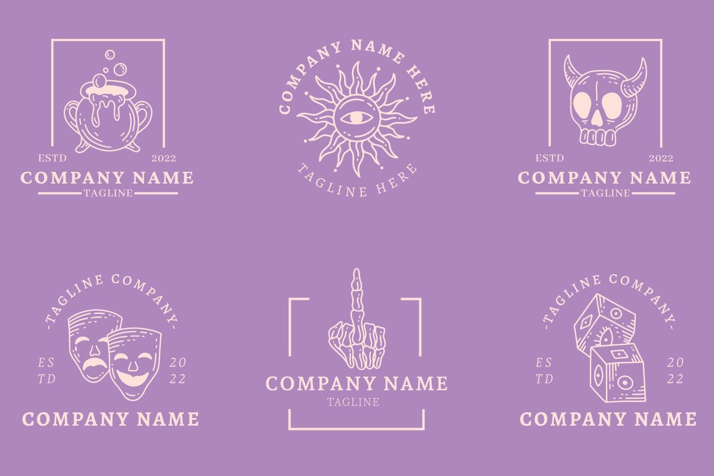 Mystical Logo Symbol Templates Element Purple Pastel. vector