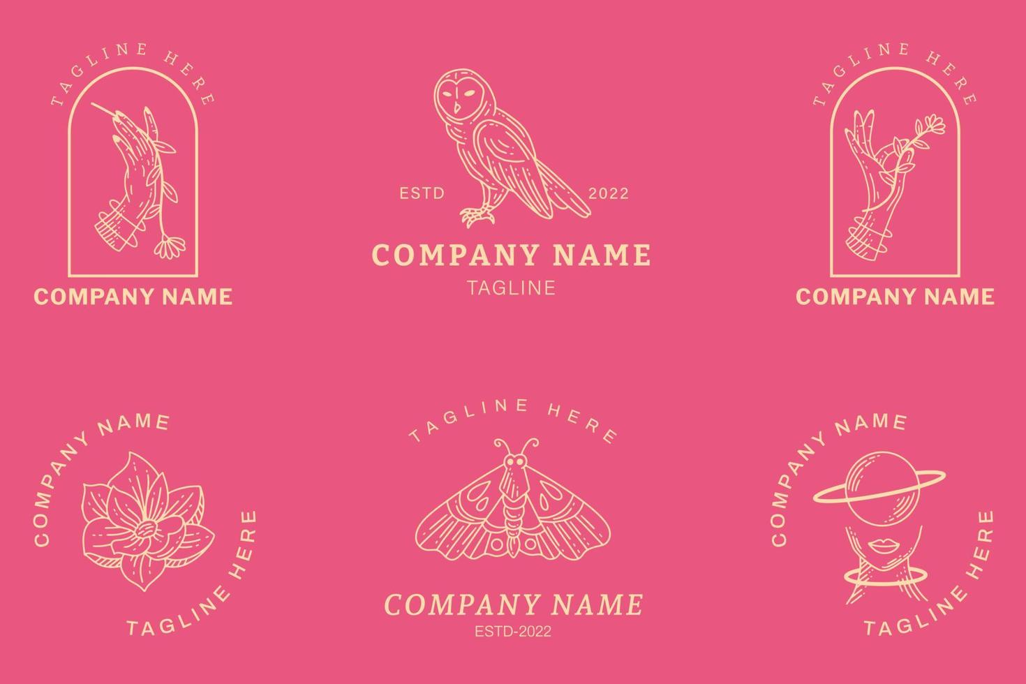 Mystical Logo Symbol Templates Element Light Pink Pastel. vector