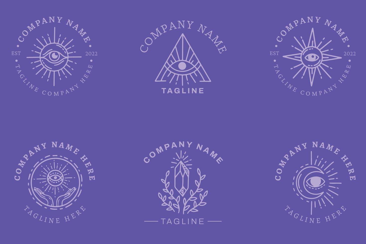 Mystical Logo Symbol Templates Element Purple Pastel. vector