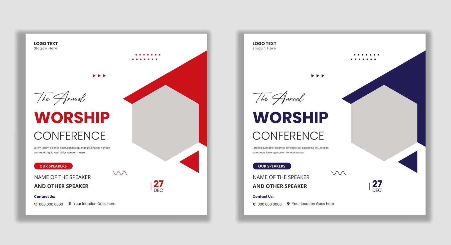 Annual worship conference flyer social media and web banner vector