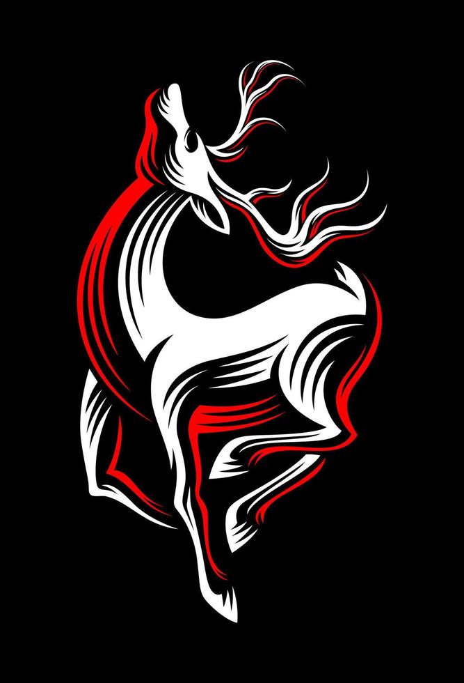 Deer - vector illustration. Icon design on black background. - Vector